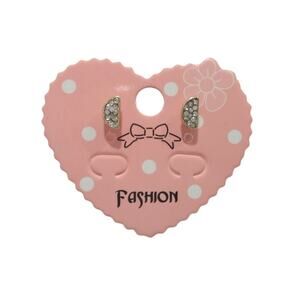 Yellow Gold Tone Stud Earrings Crescent Moon CZ Posts Women Girls Jewelry